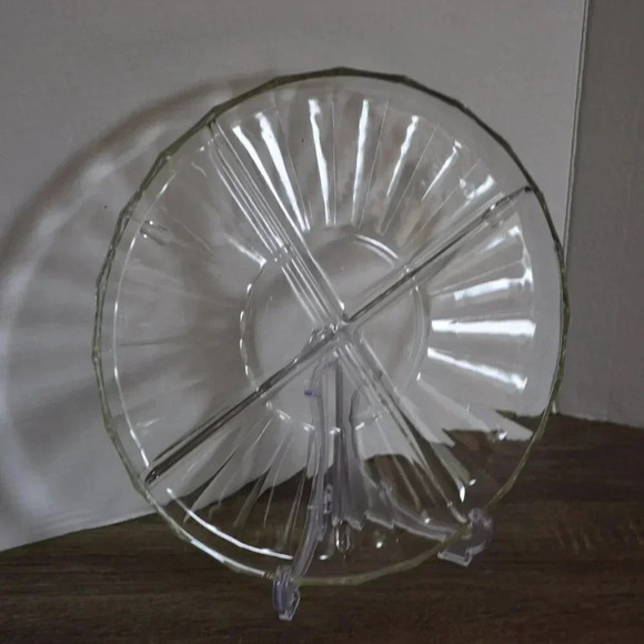 Italian Glass  Divided Serving Platter - Picture 2 of 5